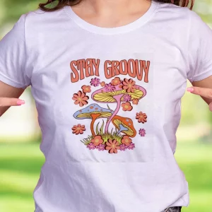 Trippy Mushroom Stay Groovy Funny Christmas T Shirt