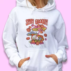 Trippy Mushroom Stay Groovy Ugly Christmas Hoodie