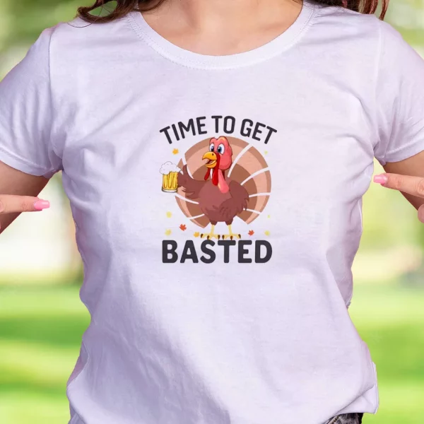 Turkey Time To Get Basted Thanksgiving Vintage T Shirt