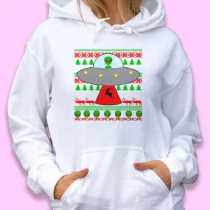 Ufo Alien Ugly Christmas Ugly Christmas Hoodie