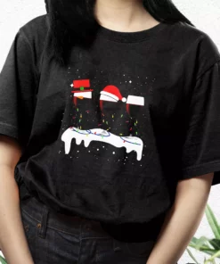 X Mas Santa Wine Glass T Shirt Xmas Design 3