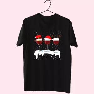 X Mas Santa Wine Glass T Shirt Xmas Design 4