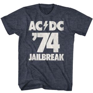 ACDC 1974 Jailbreak Album Heather Navy T-shirt
