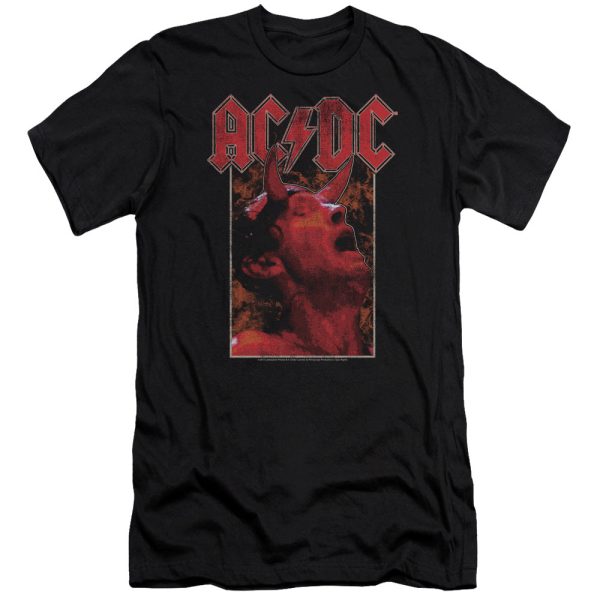 ACDC Distressed Angus Young Devil Horns Photo Black Premium T-shirt