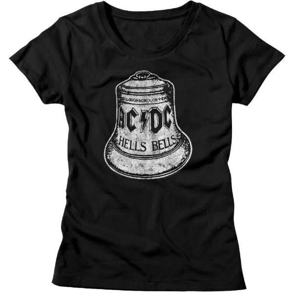 ACDC Ladies T-Shirt Distressed Hell Bells Black Tee