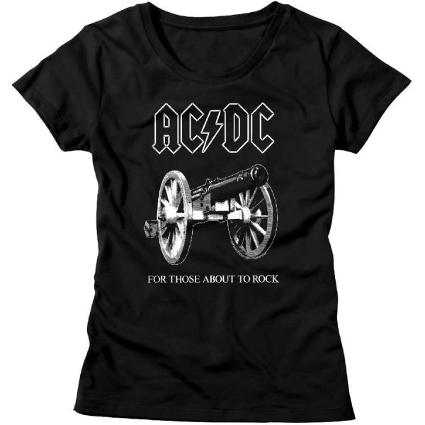 ACDC Ladies T-Shirt For Those About To Rock Black Tee