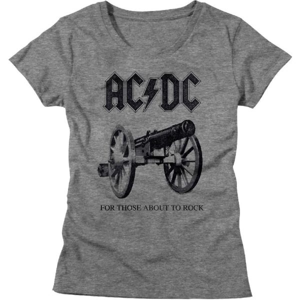 ACDC Ladies T-Shirt For Those About To Rock Grey Heather Tee