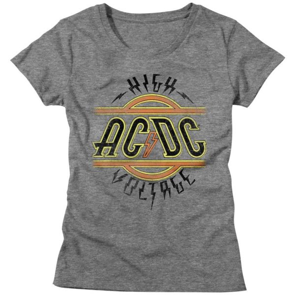ACDC Ladies T-Shirt High Voltage Logo Grey Heather Tee
