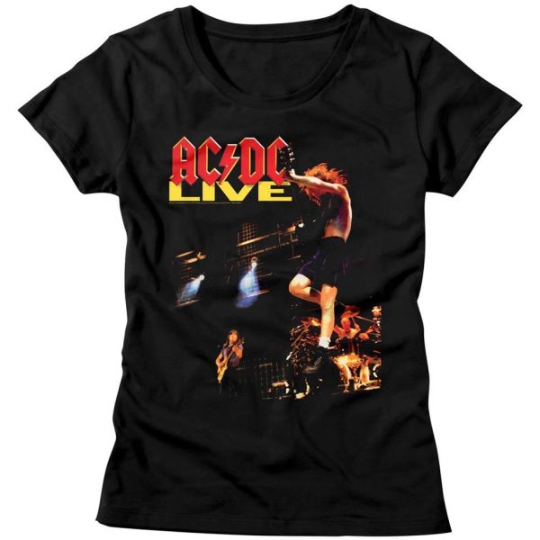 ACDC Ladies T-Shirt Live Album Cover Black Tee