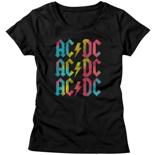 ACDC Ladies T-Shirt Multicolor Logo Black Tee