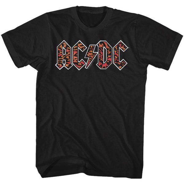 ACDC Leopard Print Logo Black T-shirt