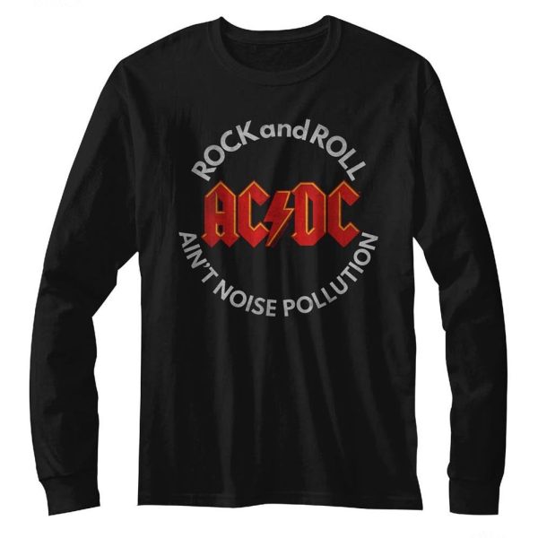 ACDC Long Sleeve T-Shirt Rock and Roll Aint Noise Pollution Black Tee