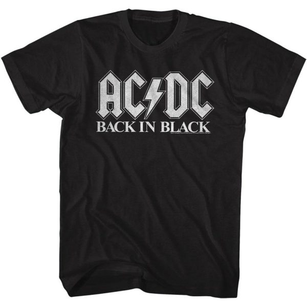 ACDC T-Shirt Back In Black White Logo Tee