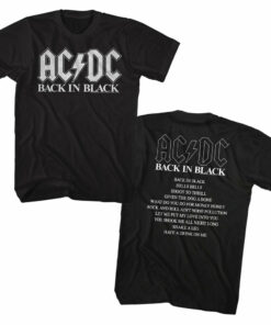 ACDC T Shirt Back in Black Album Top Songs Tee 1