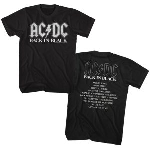 ACDC T-Shirt Back in Black Album Top Songs Tee