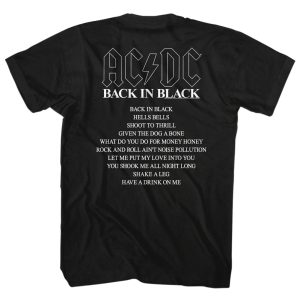 ACDC T Shirt Back in Black Album Top Songs Tee 4