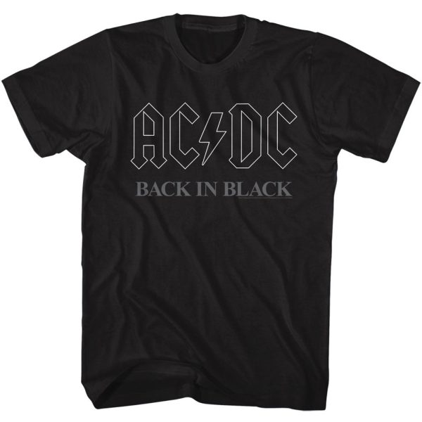 ACDC T-Shirt Back in Black Logo Outline Tee