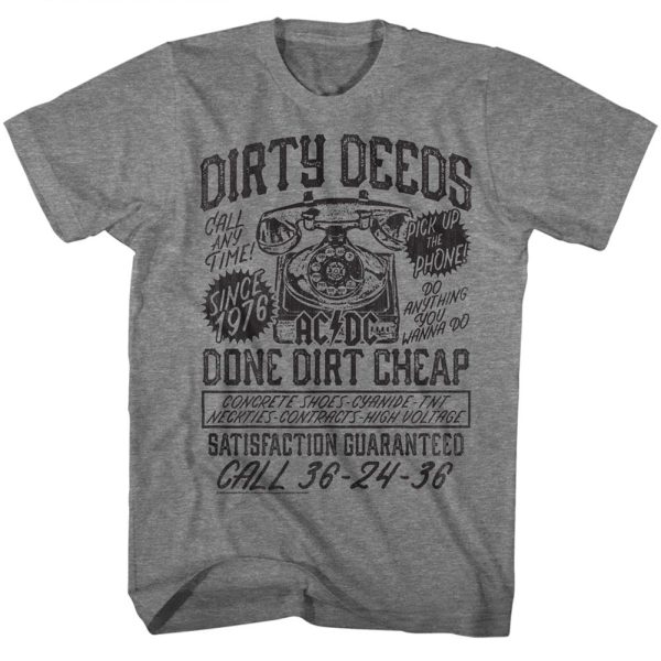 ACDC T-Shirt Dirty Deeds Done Dirt Cheap Ad Graphite Tee