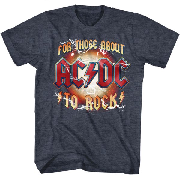 ACDC T-Shirt For Those About To Rock Navy Heather Tee