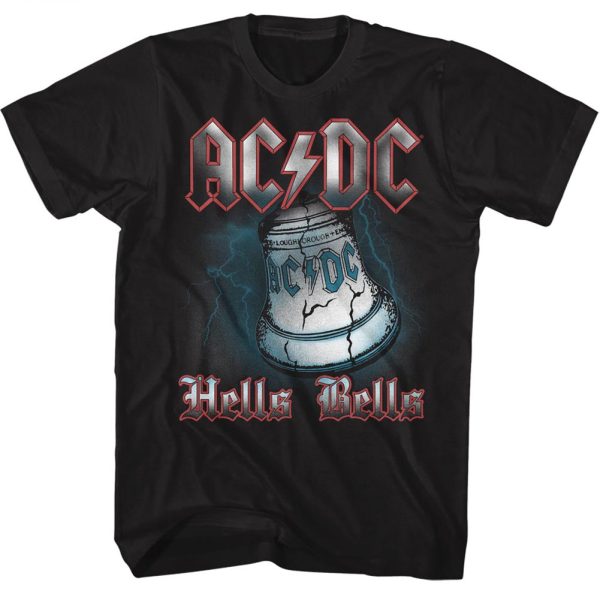 ACDC T-Shirt Hells Bells Color Lightning Black Tee