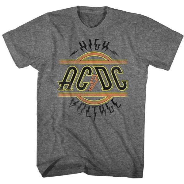 ACDC T-Shirt High Voltage Logo Grey Heather Tee