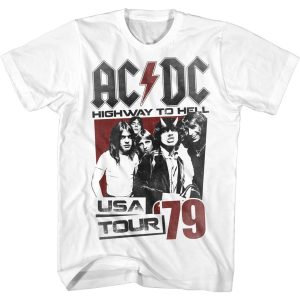 ACDC T Shirt Highway to Hell USA Tour 79 White Tee 3