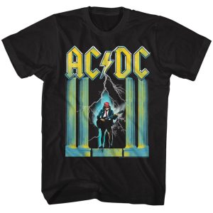 ACDC T-Shirt Lightning Guitarist Pillars Black Tee