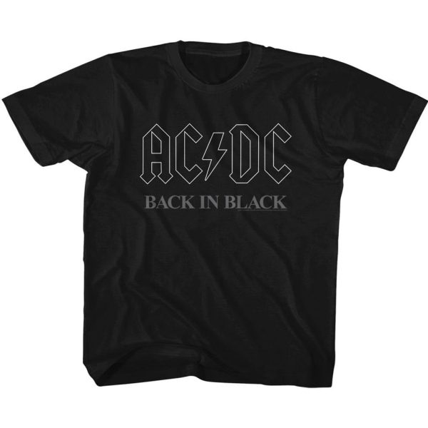 ACDC Toddler T-Shirt Back In Black Logo Outline Tee