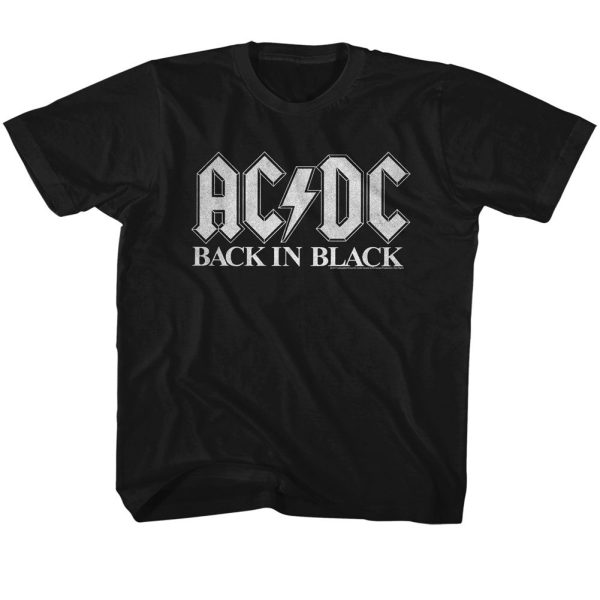 ACDC Toddler T-Shirt Back in Black White Logo Tee