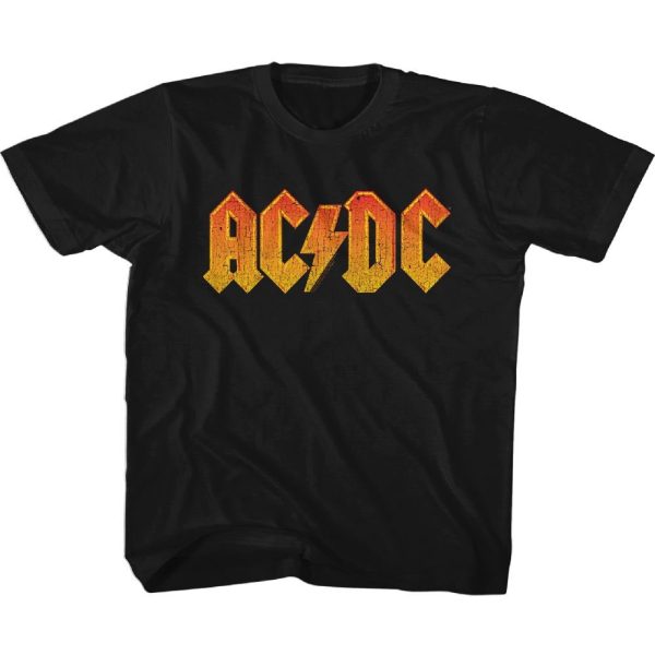 ACDC Toddler T-Shirt Distressed Orange Logo Black Tee