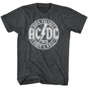 ACDC Vintage 1975 High Voltage Rock and Roll Black Heather T-shirt