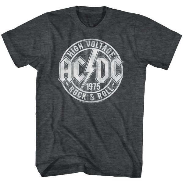 ACDC Vintage 1975 High Voltage Rock and Roll Black Heather T-shirt