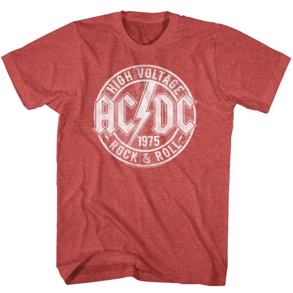 ACDC Vintage 1975 High Voltage Rock and Roll Red Heather T-shirt