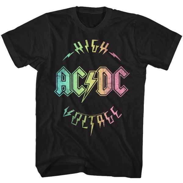 ACDC Vintage Rainbow High Voltage Album Black T-shirt