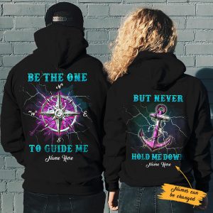 Personalized Anchor Compass Love Couple Hoodi 3