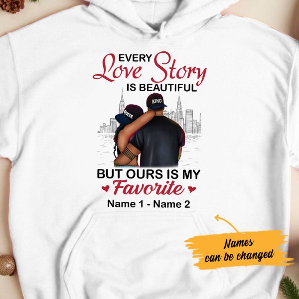 Personalized Black Couple Love Story Hoodie