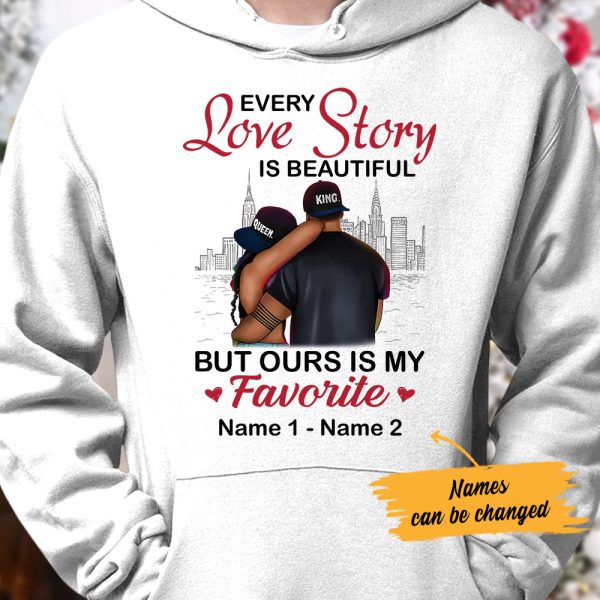 Personalized Black Couple Love Story Hoodie