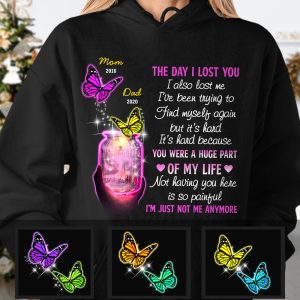 Personalized Butterflies Memorial Mom Dad Hoodie 2