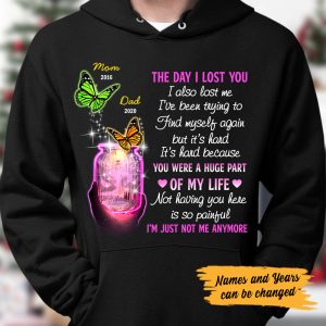 Personalized Butterflies Memorial Mom Dad Hoodie 3