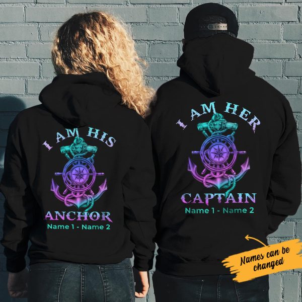 Personalized Captain And Anchor Love Couple Hoodie