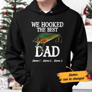 Personalized Dad Fishing Black Hoodie 1