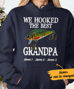 Personalized Dad Fishing Black Hoodie 1 Personalized Dad Fishing Black Hoodie 2