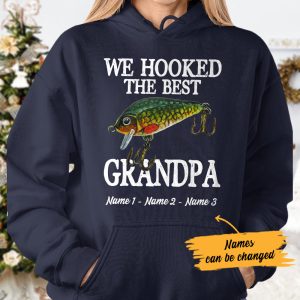 Personalized Dad Fishing Black Hoodie 2