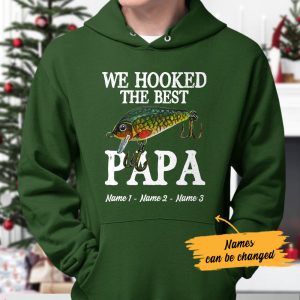 Personalized Dad Fishing Black Hoodie 3