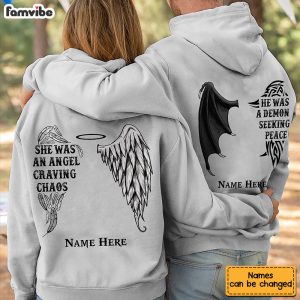 Personalized Demon Angel Love Couple Pullover Hoodie 4