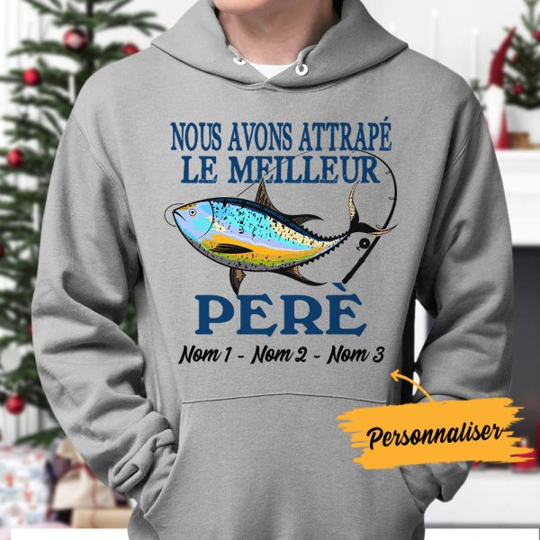 Personalized French Papa Grand-pere Fishing Dad Grandpa Hoodie