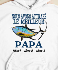 Personalized French Papa Grand pre Fishing Dad Grandpa Hoodie 4