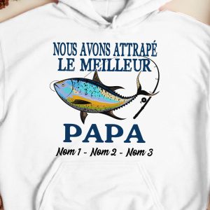 Personalized French Papa Grand pre Fishing Dad Grandpa Hoodie 4