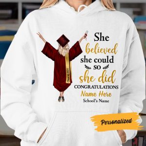 Personalized Graduation Girl She Did It Hoodie 2