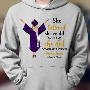 Personalized Graduation Girl She Did It Hoodie 3